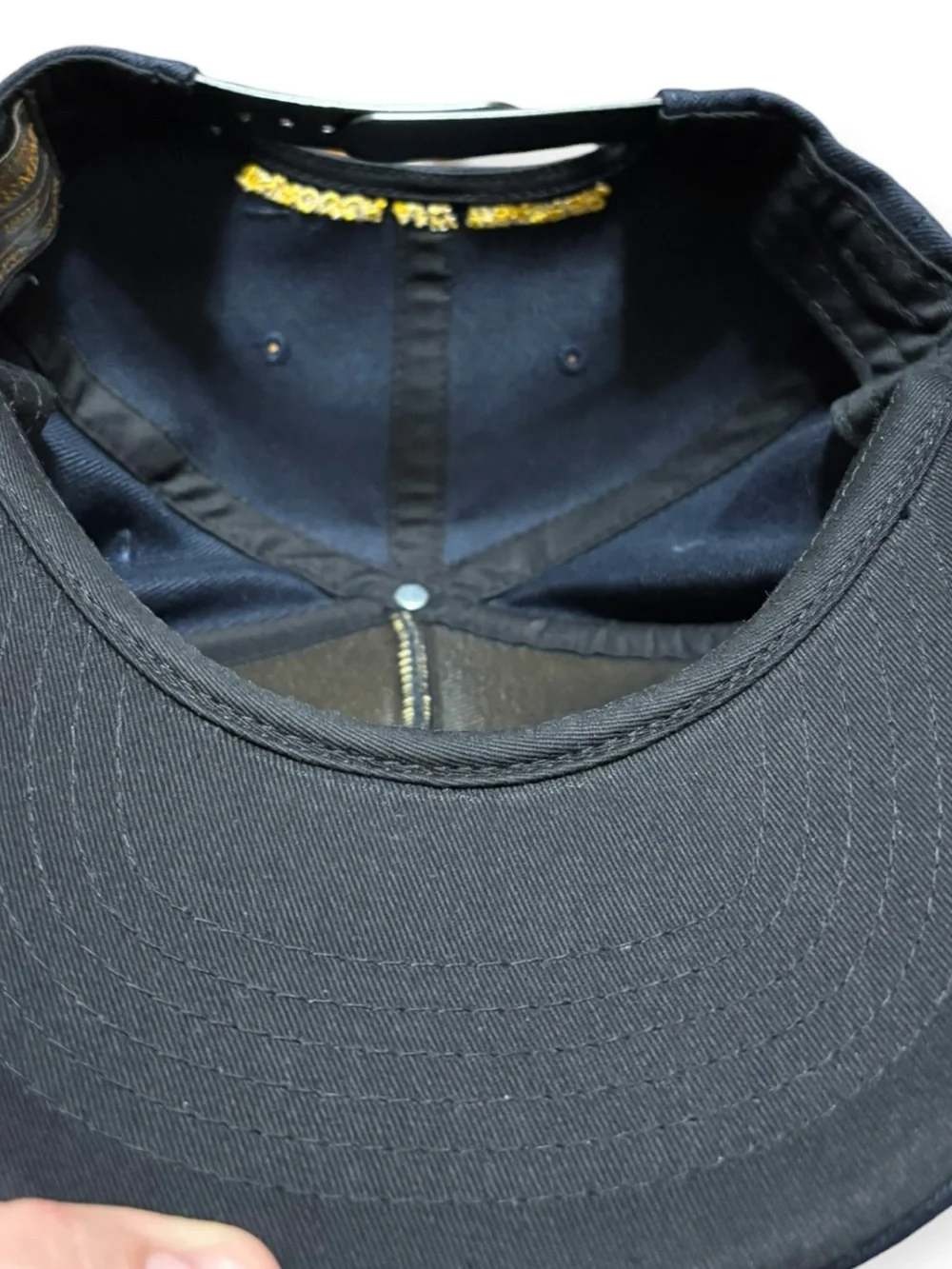 Filson Harvester SnapBack Cap Navy Blue Embroidered Patch EUC